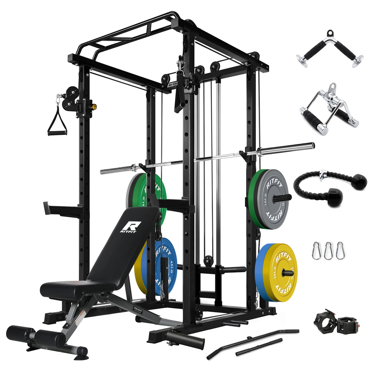 RitFit PPC03 Power Cage Home Gym Package with Adjustable Cable System - Image 9