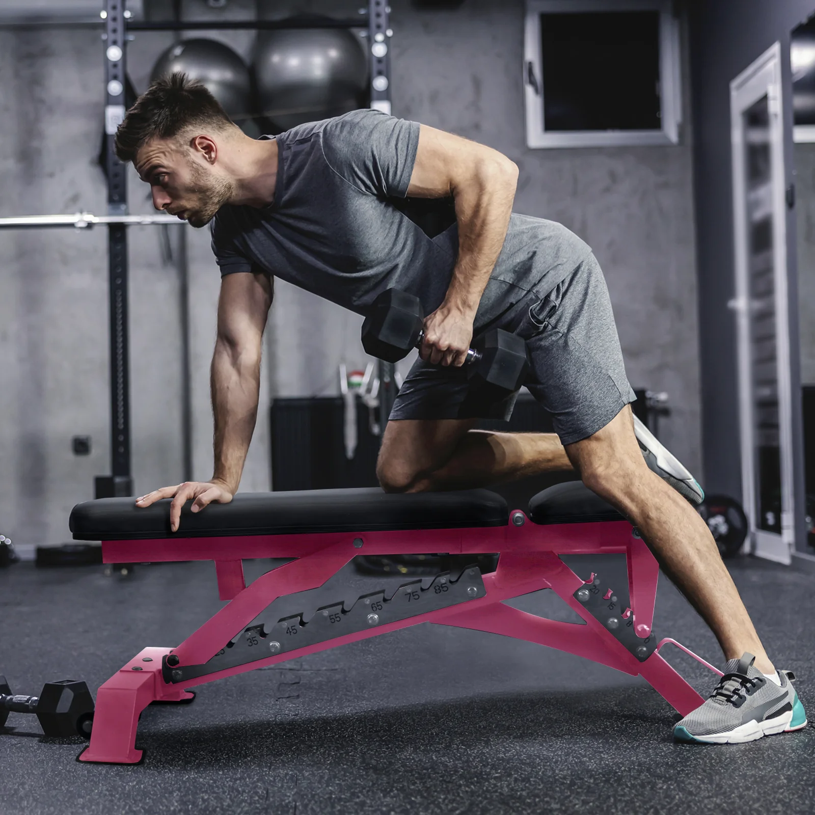 RitFit 1300LB Adjustable Weight Bench BWB01 - Pink - Image 5