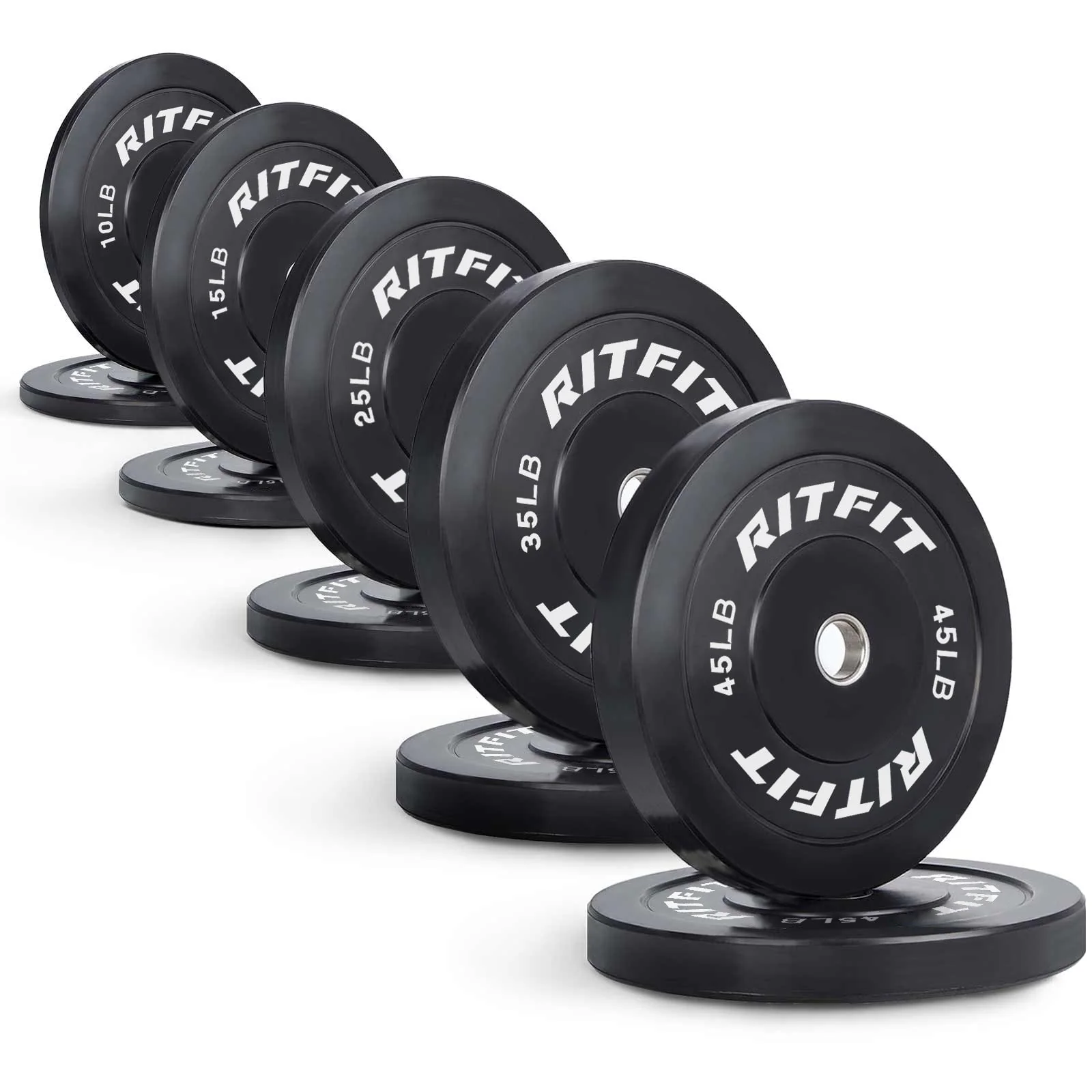 RitFit Bumper Plates Olympic Rubber Weight Plates, 2-inch - Image 15