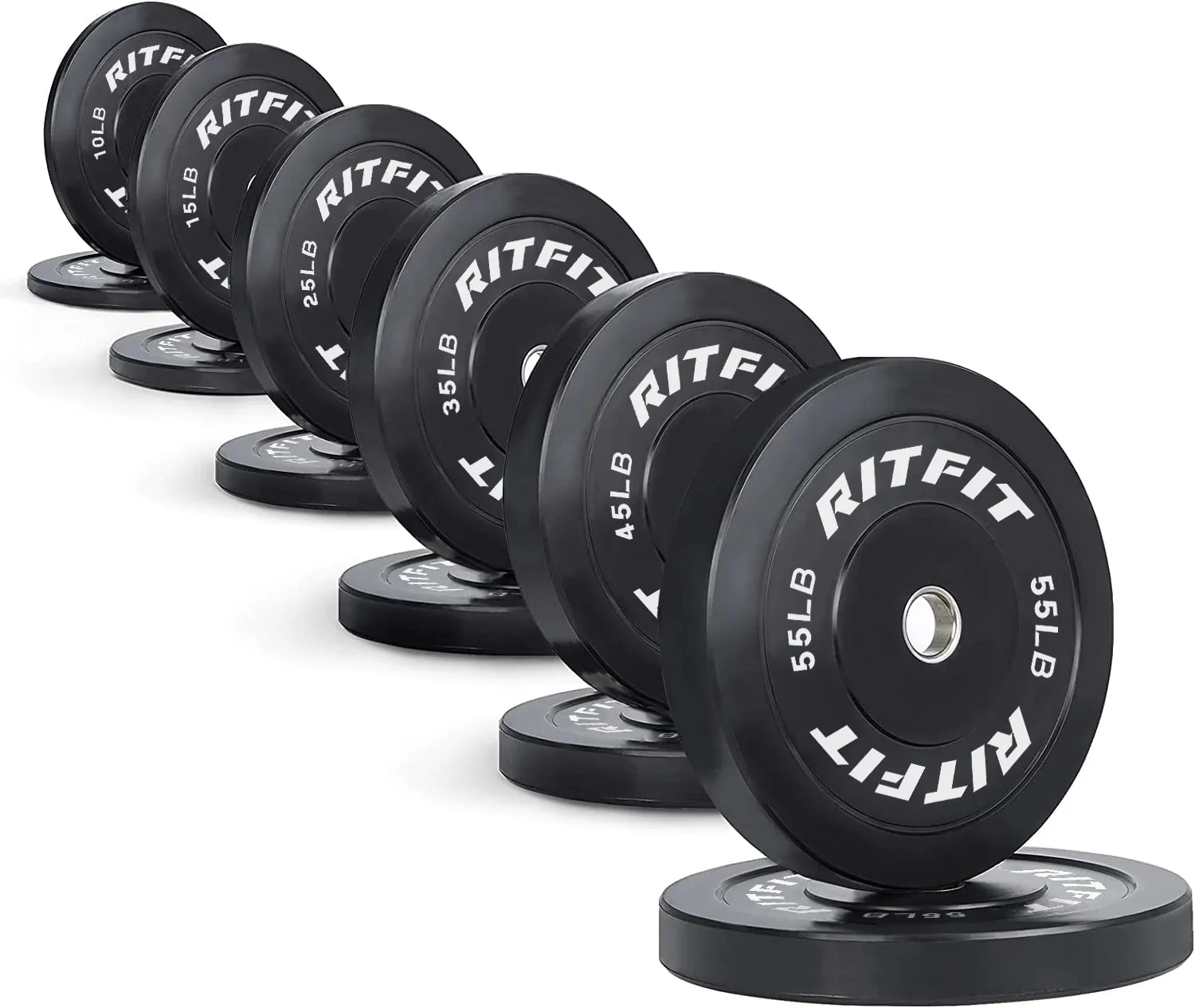 RitFit Bumper Plates Olympic Rubber Weight Plates, 2-inch - Image 16