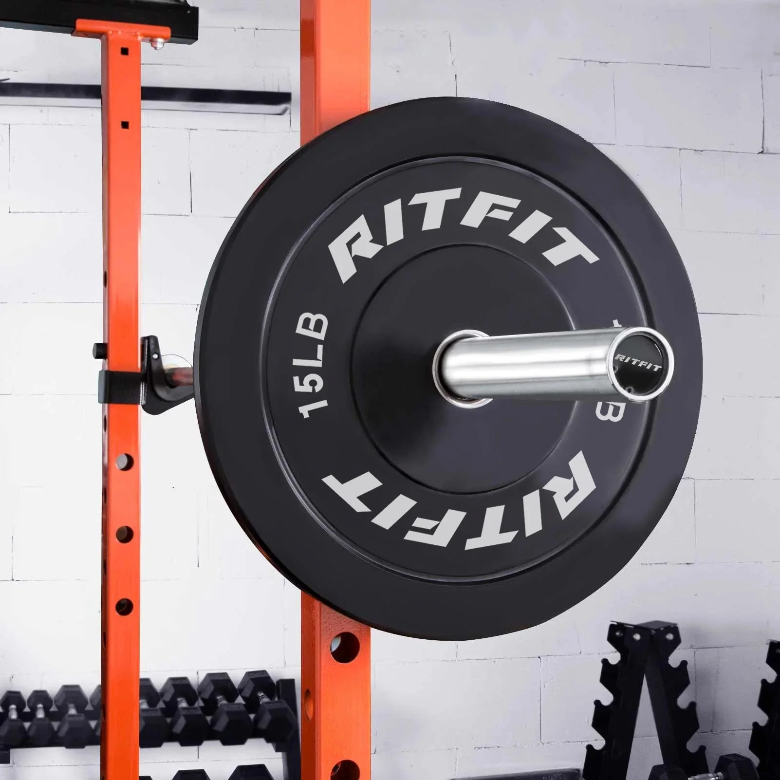 RitFit Bumper Plates Olympic Rubber Weight Plates, 2-inch - Image 7