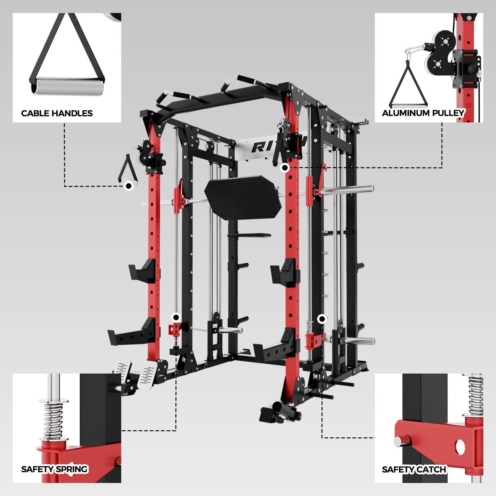 RitFit BUFFALO Smith Machine Home Gym Package with Lat Pull Down and Cable Crossover - Image 3