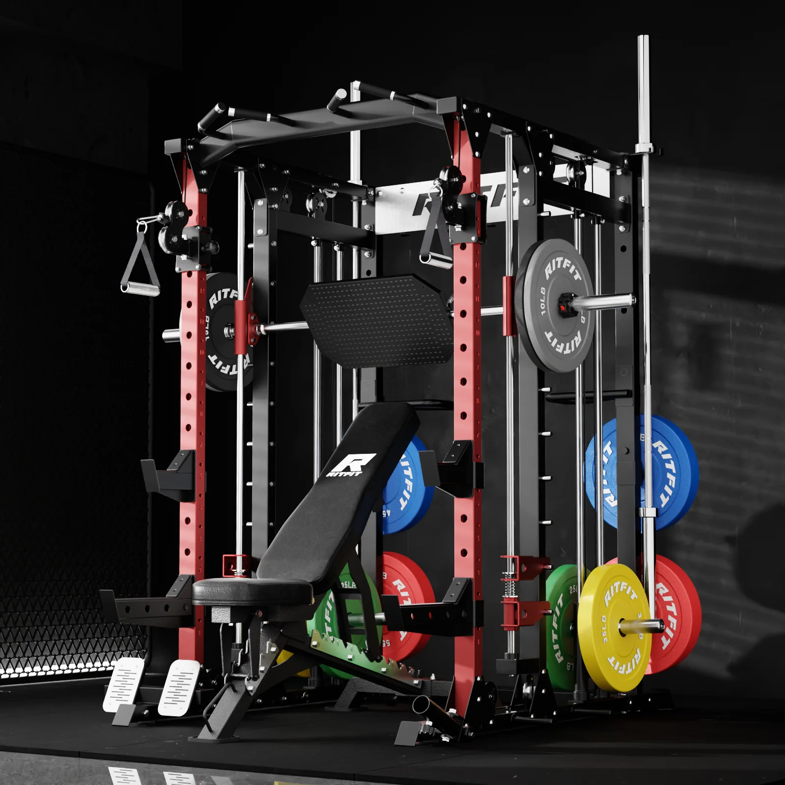 RitFit BUFFALO Smith Machine Home Gym Package with Lat Pull Down and Cable Crossover - Image 8