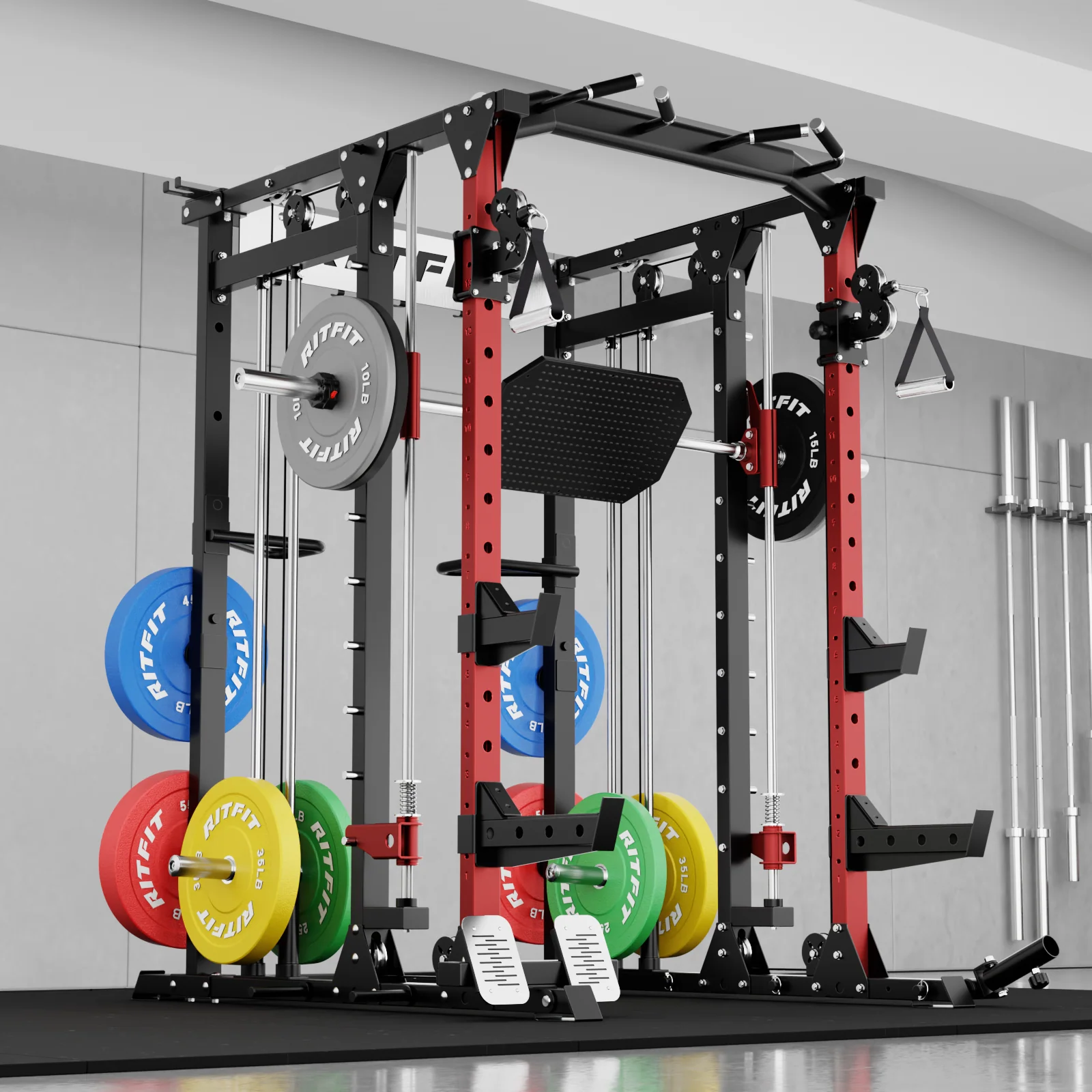 RitFit BUFFALO Smith Machine Home Gym Package with Lat Pull Down and Cable Crossover - Image 9