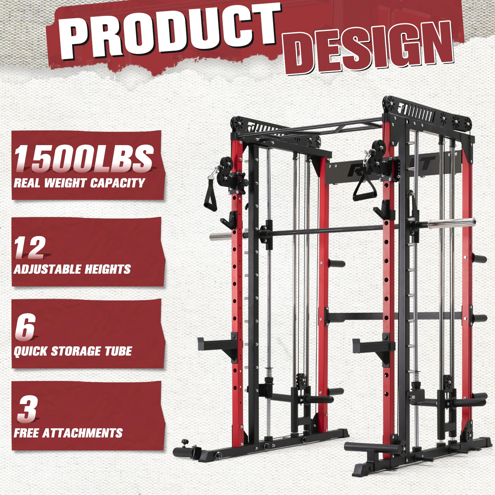 RitFit M1 Smith Machine with Cable Crossover System for Home Gym - Image 5