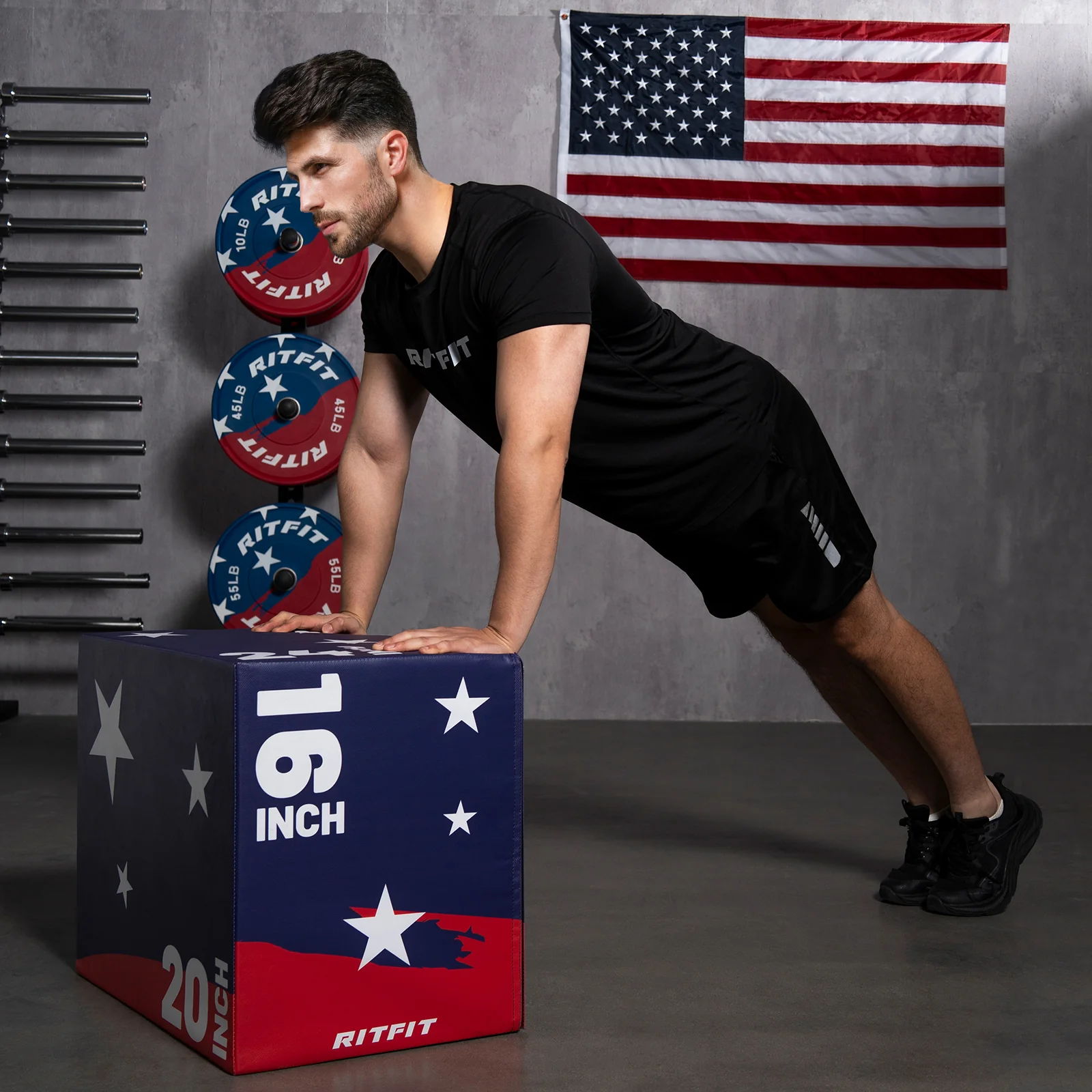 RitFit Patriotic Color 3-in-1 Foam Plyo Box Jump Platform - Image 10