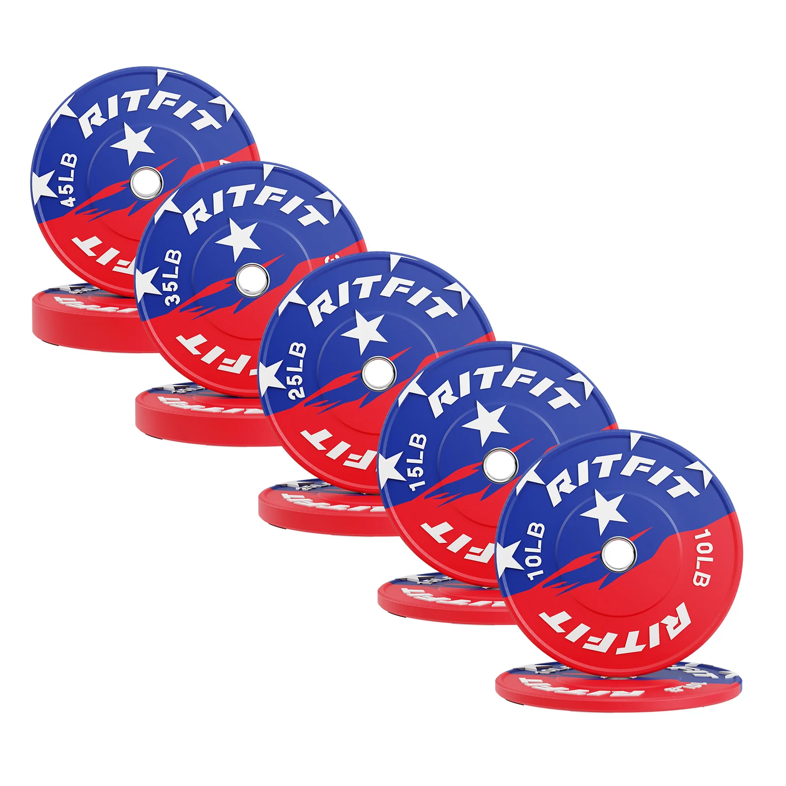RitFit Patriotic Color Bumper Plates 2 Inch Olympic Rubber Weight Plates - Image 10