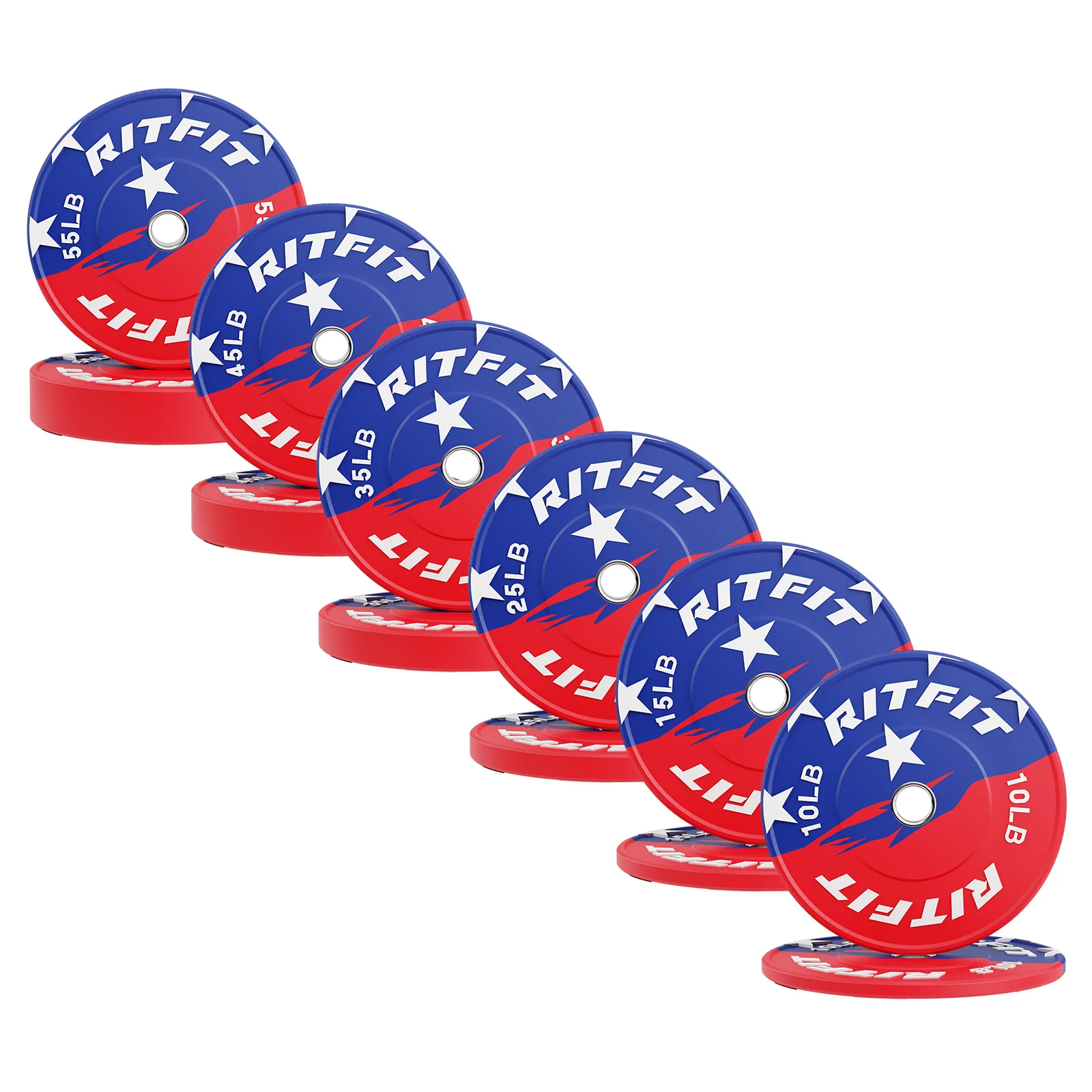 RitFit Patriotic Color Bumper Plates 2 Inch Olympic Rubber Weight Plates - Image 11