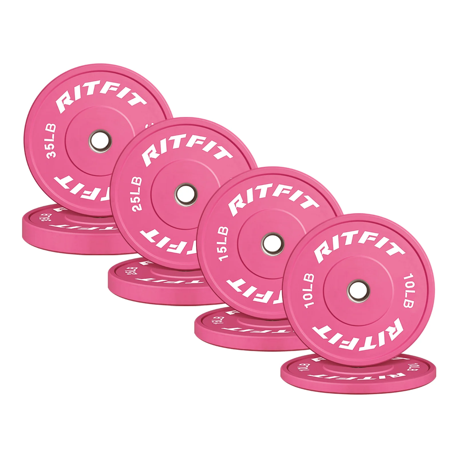RitFit Pink Weight Plates Olympic Bumper Plates Weight Plates Fit 2" Barbells - Image 10