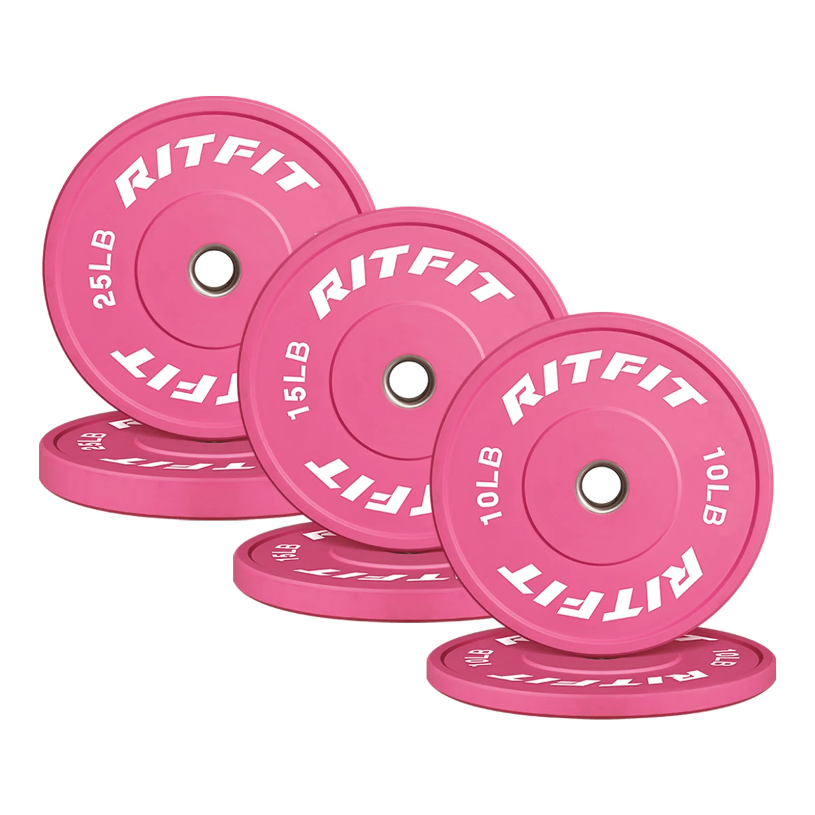 RitFit Pink Weight Plates Olympic Bumper Plates Weight Plates Fit 2" Barbells - Image 9