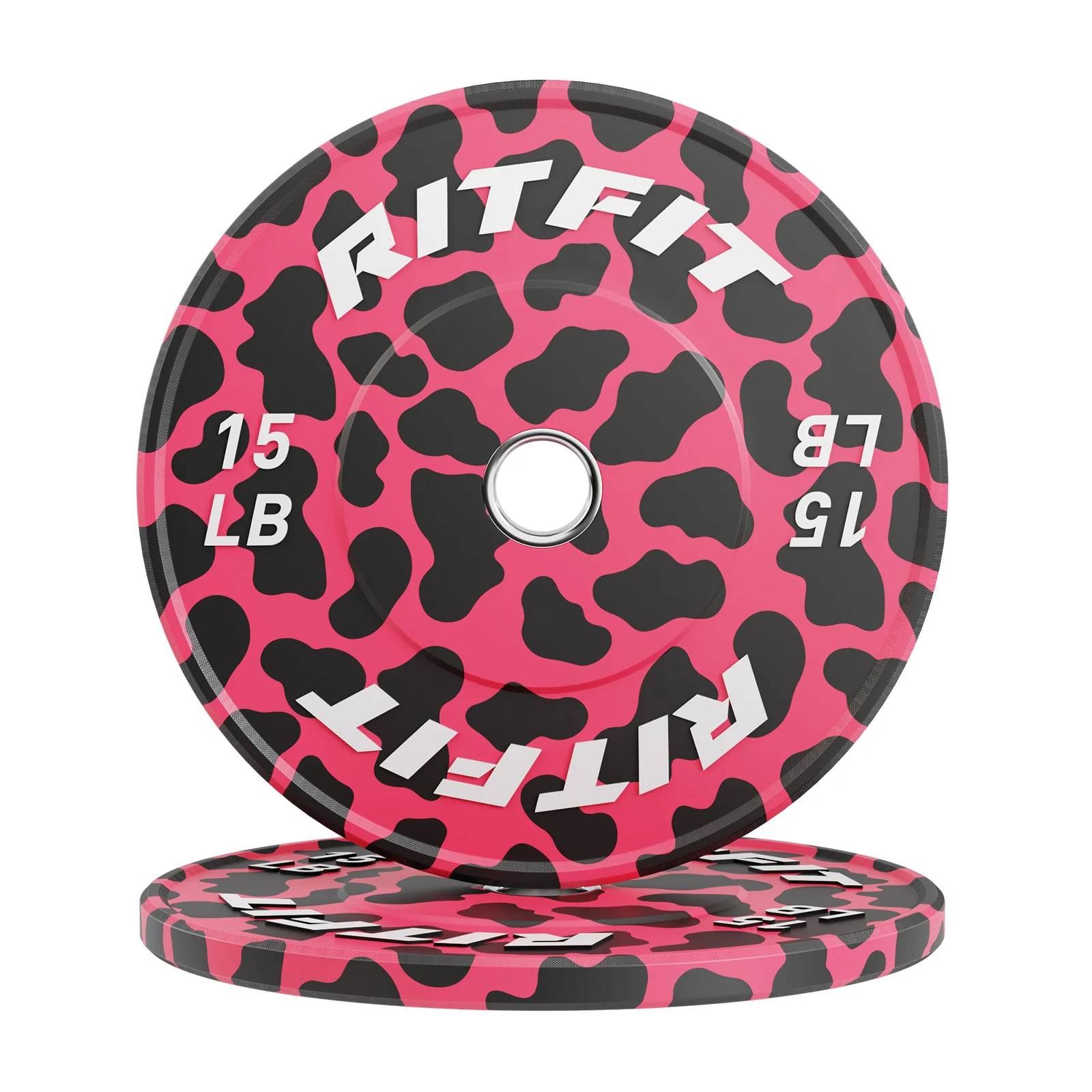 RitFit Pink leopard print bumper plates Olympic 2-Inch Rubber - Image 7