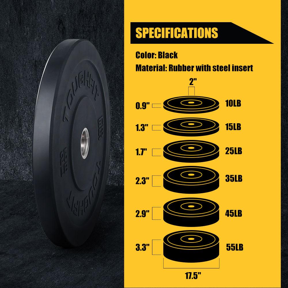 ToughFit Black Olympic Weight Plates Bumper Plates Set - Image 4